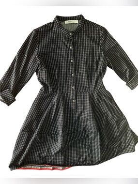 Black Windowpane Shirt Dress